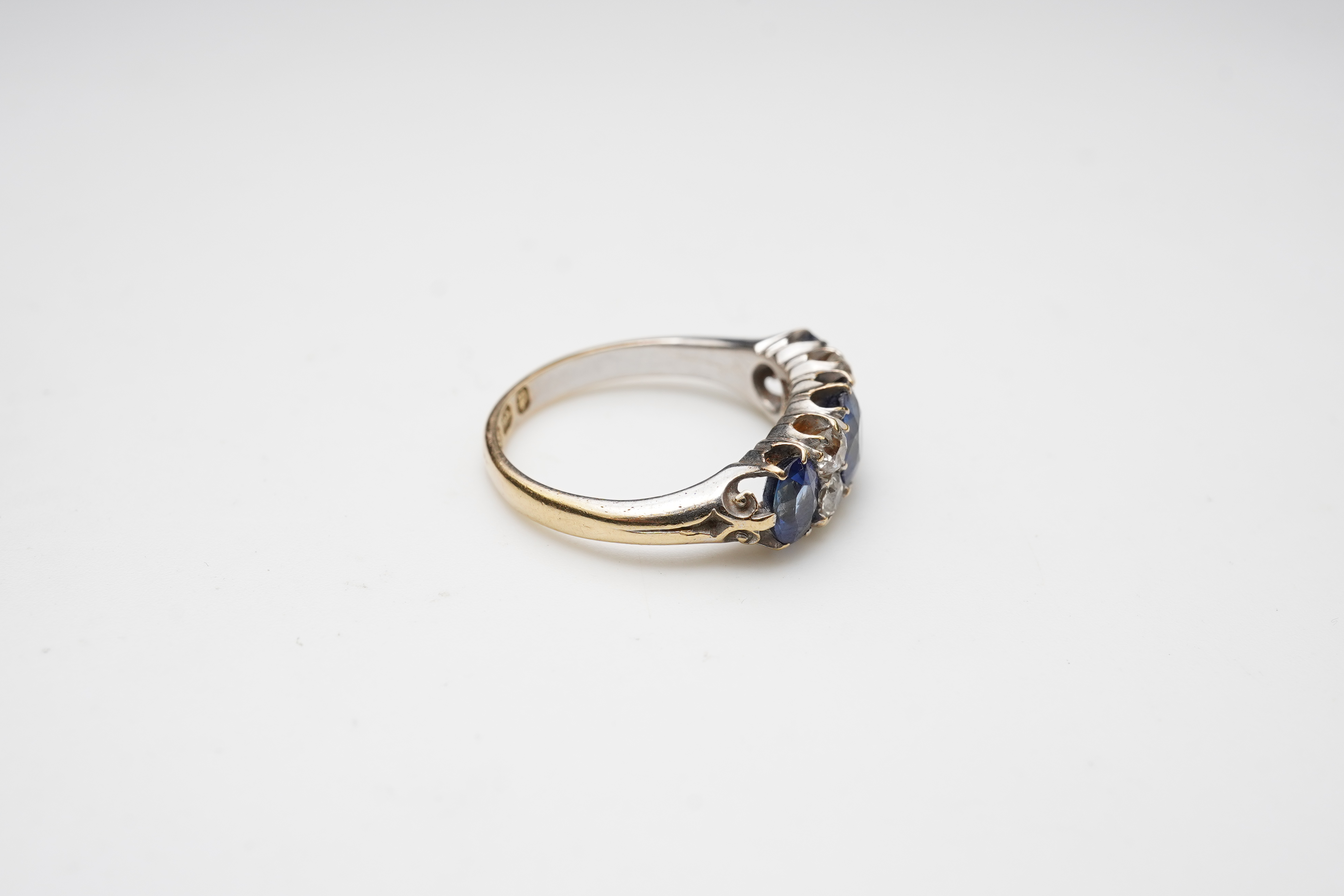 A Victorian sapphire and diamond ring, circa 1889